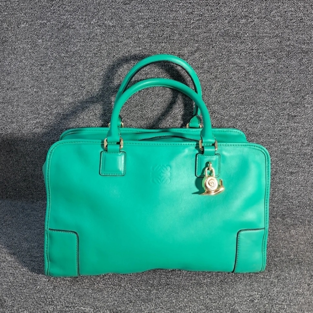 Loewe Amazona Turquoise Leather Handbag